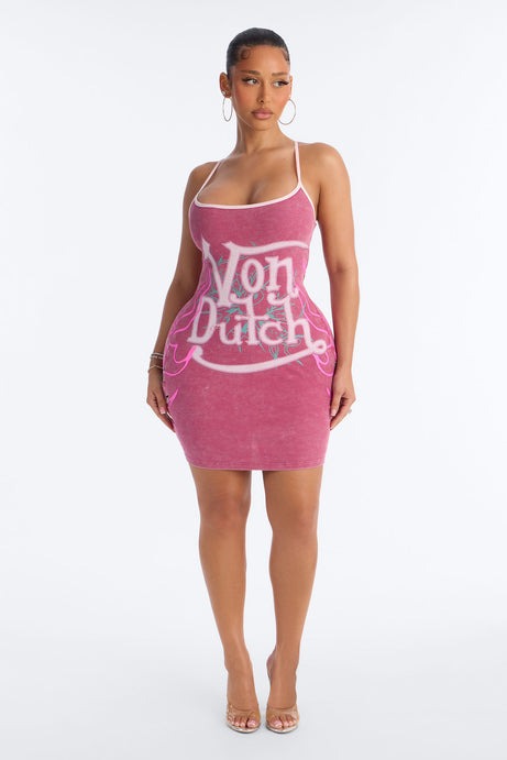 Von Dutch Washed Mini Dress - Pink