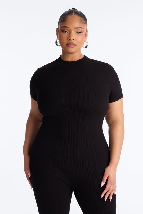 Maribel Short Sleeve Capri Jumpsuit - Black