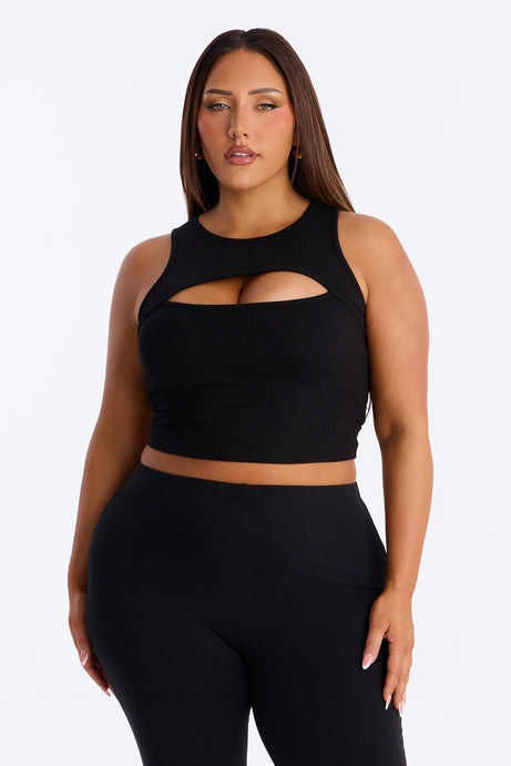 Amaris Cut Out Cropped Tank Top - Black