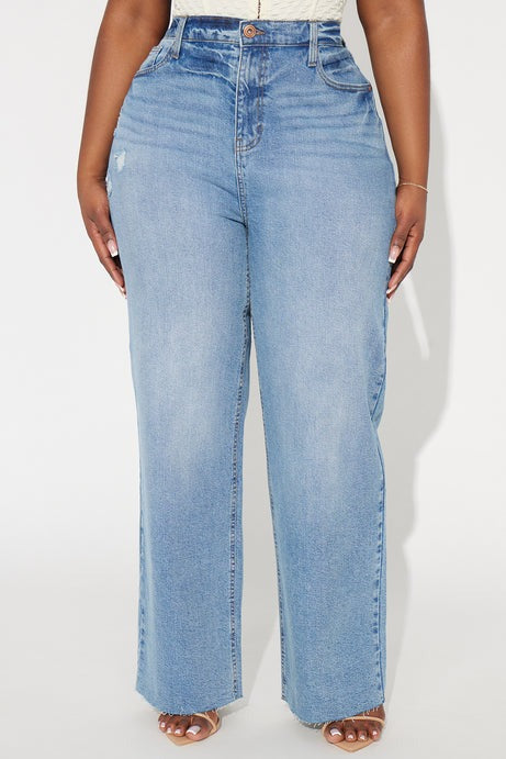 Nova 90's Baby Basic Stretch Wide Leg Jean - Medium Wash