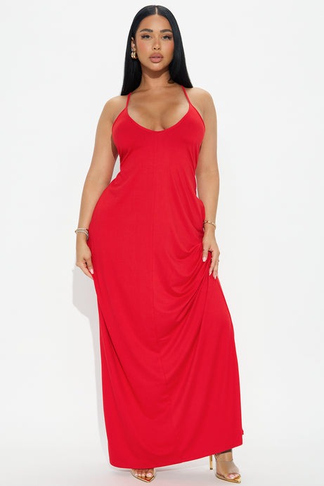 Simple Saturday Maxi Dress - Red