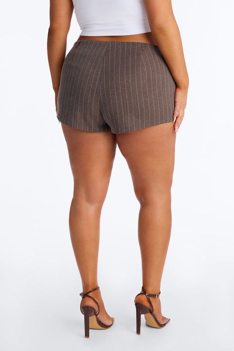 So Much Tea Pinstripe Micro Shortâ3 - Brown
