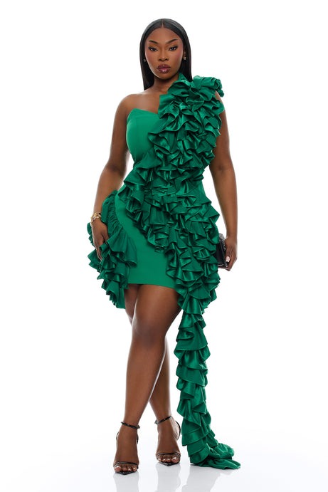 Leila Ruffle Mini Dress - Green