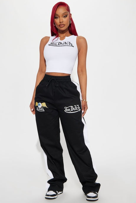 Von Dutch Ribbed Notch Neck Tank Top - White