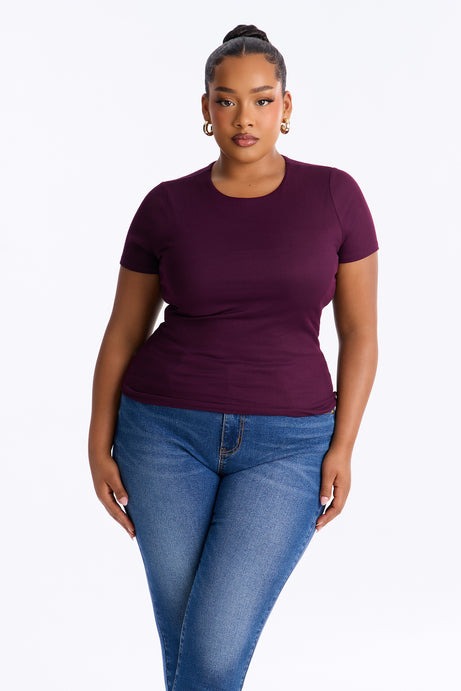 Chloe Crew Neck Short Sleeve Tee - Plum