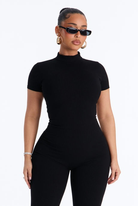 Maribel Short Sleeve Capri Jumpsuit - Black