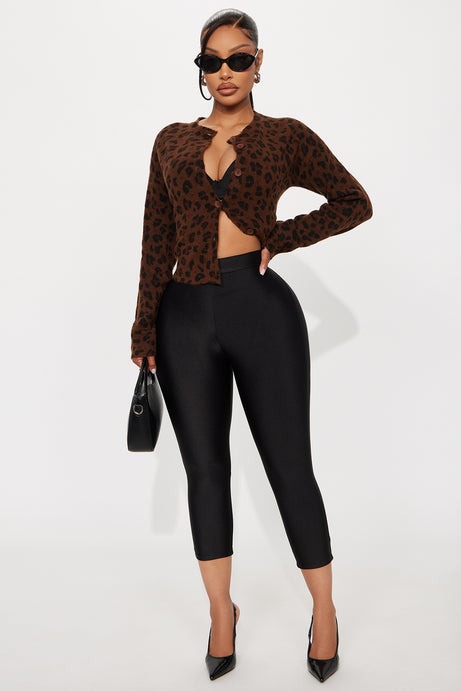 Nikole High Rise Tricot Capri Legging - Black