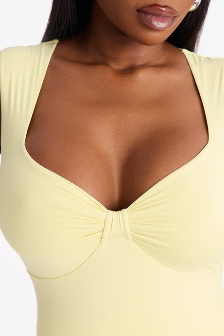 Second Skin Padded Sweetheart Neck Top - Yellow