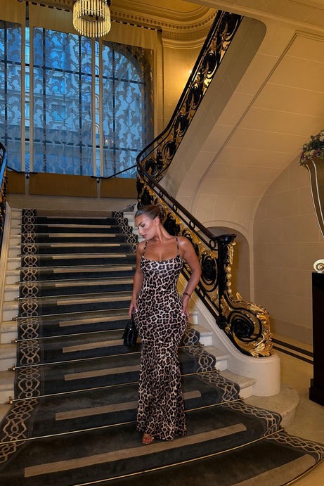 Brianna Leopard Maxi Dress - Brown/combo