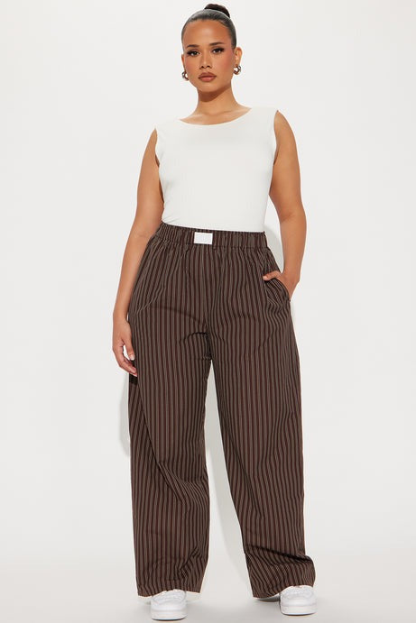 Aurora Striped Boxer Pant - Chocolate