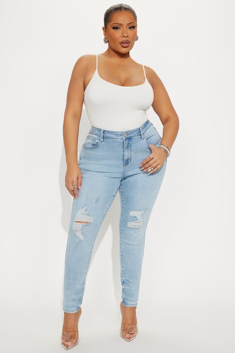 Kalisha Stretch Ripped Skinny Jeans - Light Wash