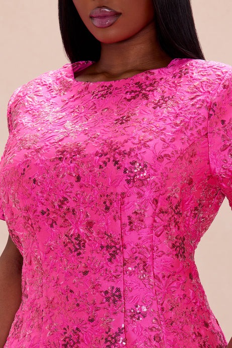 Garden Party Mini Dress - Hot Pink