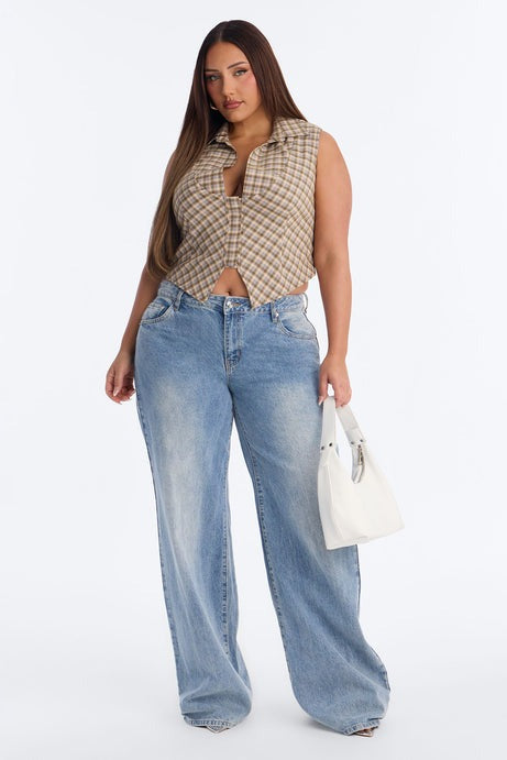 Sharni Plaid Sleeveless Top - Yellow/combo
