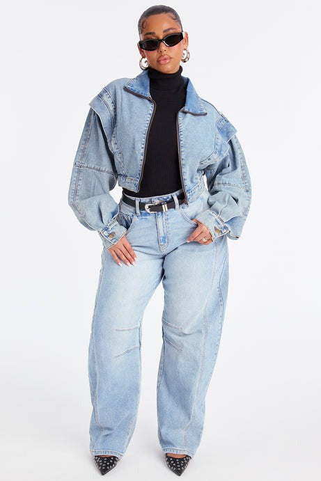 Isabelle Denim Bomber Jacket - Vintage Wash