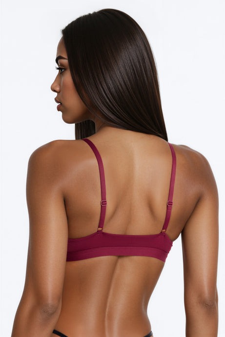 Light As A Feather Microfiber Triangle Bralette - Wine