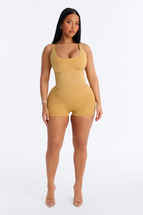 Seamless Smooth Double Lined Scoop Neck Cami Top - Honey