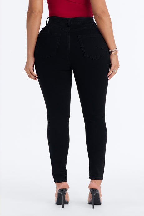 Miami Booty Lifting High Rise Stretch Skinny Jeans - Black