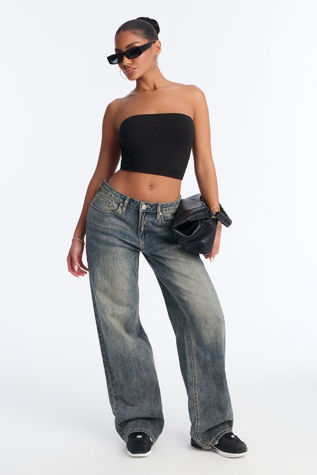 Highs And Lows Stretch Straight Leg Jeans - Vintage Wash