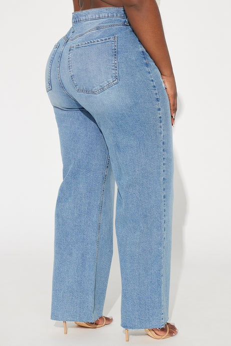 Nova 90's Baby Basic Stretch Wide Leg Jean - Medium Wash