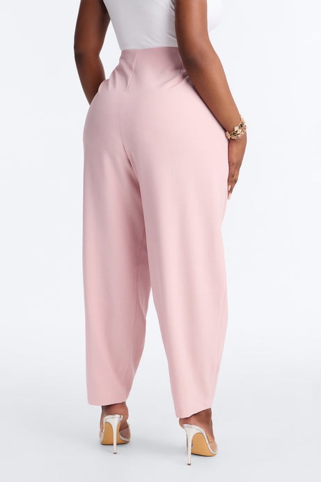 Saddle Up Belted Barrel Leg Trouser - Light Pink