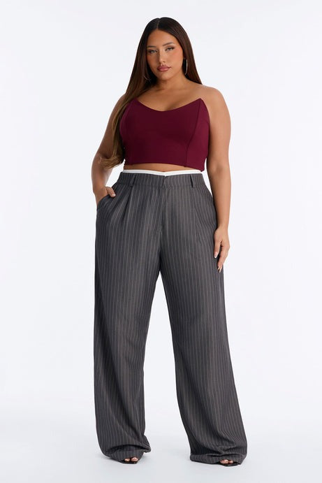 Tall Dedicated To You Double Waistband Trouser - Charcoal/combo