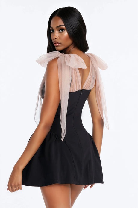 Tied With Love Tulle Mini Dress - Black