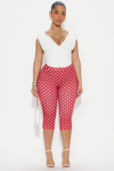 Light Stroll Polka Dot Capri Legging - Red