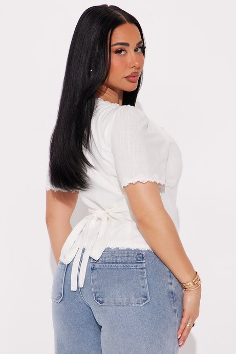 Delicate Love Linen Top - Cream