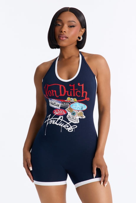 Von Dutch Free Bird Romper - Navy