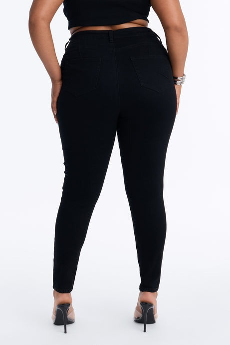 Miami Booty Lifting High Rise Stretch Skinny Jeans - Black
