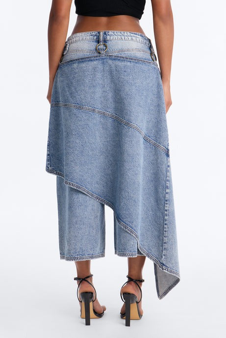 Dual Reality Overlay Culotte Jeans - Light Wash