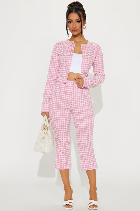 Aurora Tweed Capri Set - Pink/combo