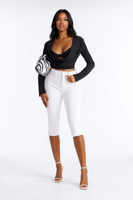 Tulsa Booty Lifting High Rise Stretch Capri Jeans - White