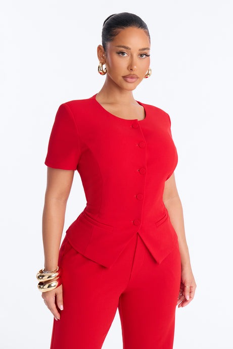 Mission Accomplished Short Sleeve Blazer - Red