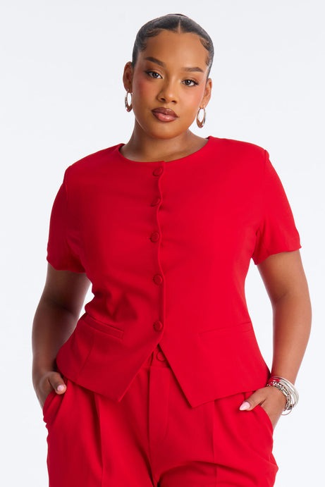 Mission Accomplished Short Sleeve Blazer - Red