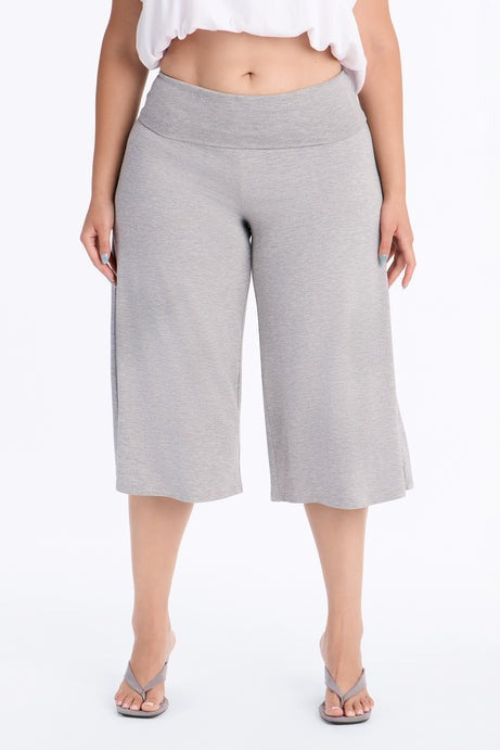 Kiki Low Rise Foldover Gaucho Pant - Heather Grey