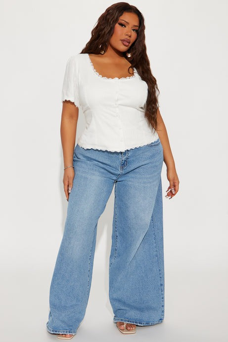 Delicate Love Linen Top - Cream