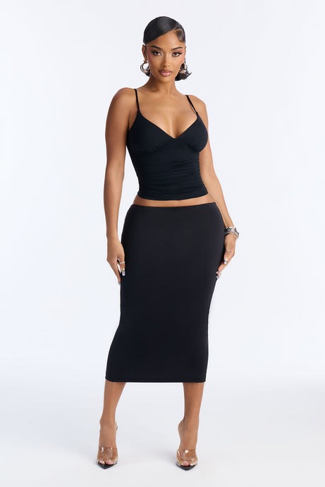 Second Skin Bra Pad V Neck Cami - Black
