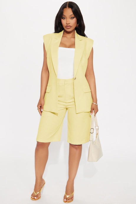 Paloma Linen Vest - Yellow