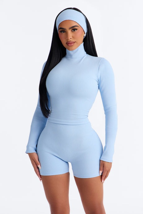 Katya Snatched 2 Piece Romper Set - Light Blue