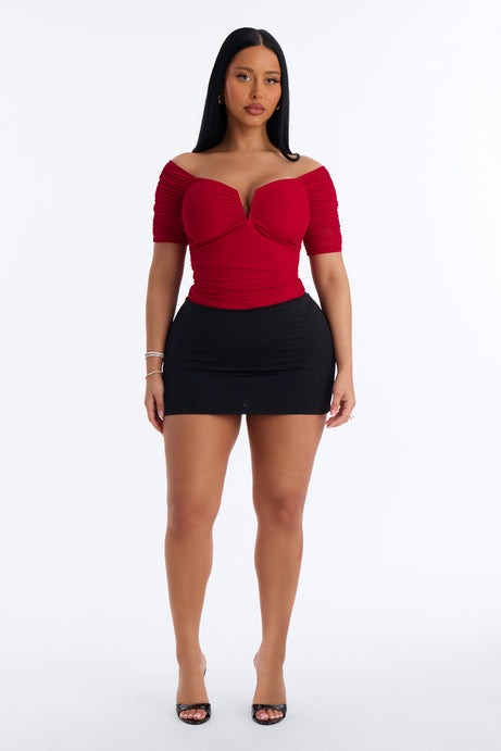 The Finer Things Mesh Short Sleeve Bodysuit - Red