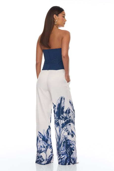 Tuscan Sunsets Corset Pant Set - Navy/combo