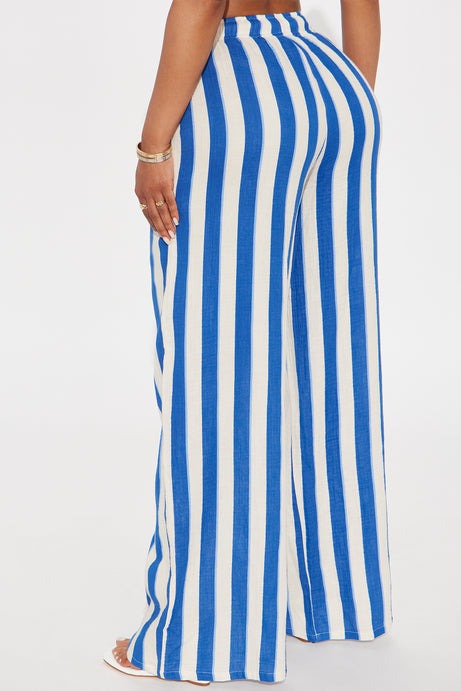 Tea Time Stripe Wide Leg Pant - Navy/combo