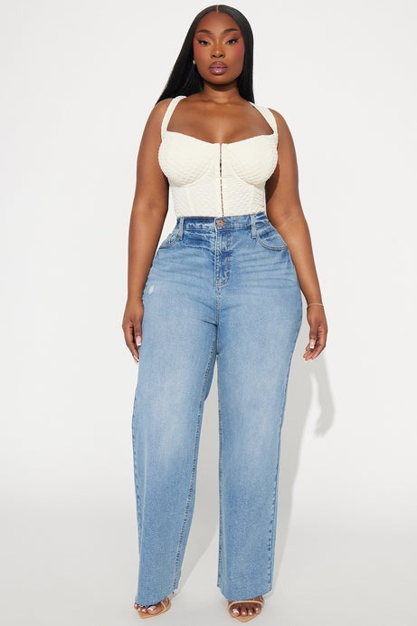 Nova 90's Baby Basic Stretch Wide Leg Jean - Medium Wash