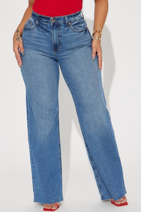 Nova 90's Baby Basic Stretch Wide Leg Jean - Medium Wash