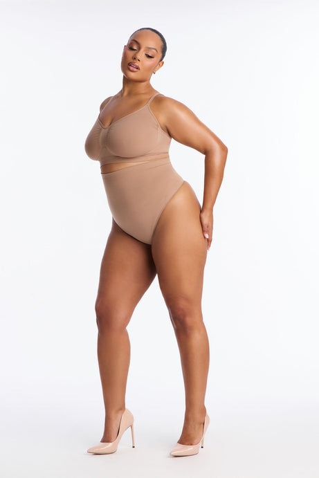 Nova Seamless Sculpt Strong Compression High Waisted Thong - Nude
