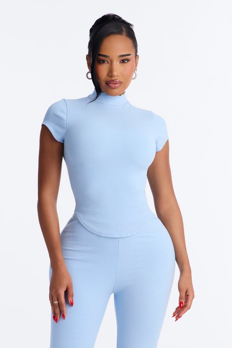 Valentina Snatched Straight Leg Pant Set - Light Blue