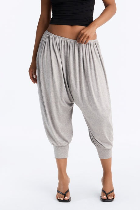 Luciana Low Rise Cuffed Harem Pant - Heather Grey