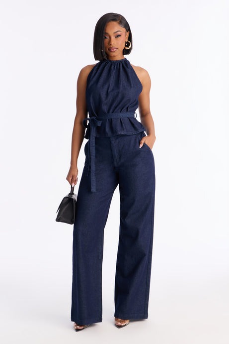 Kora Denim Pant Set - Dark Wash