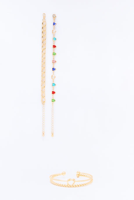 Found Each Other 4 Piece Bracelet Set - Gold/Multi